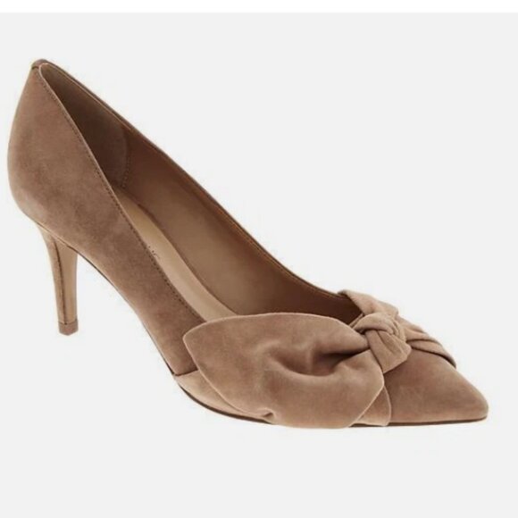 Banana Republic Andra Bow Leather Pump in Tan Biscotti Color Size 9 - Picture 1 of 7